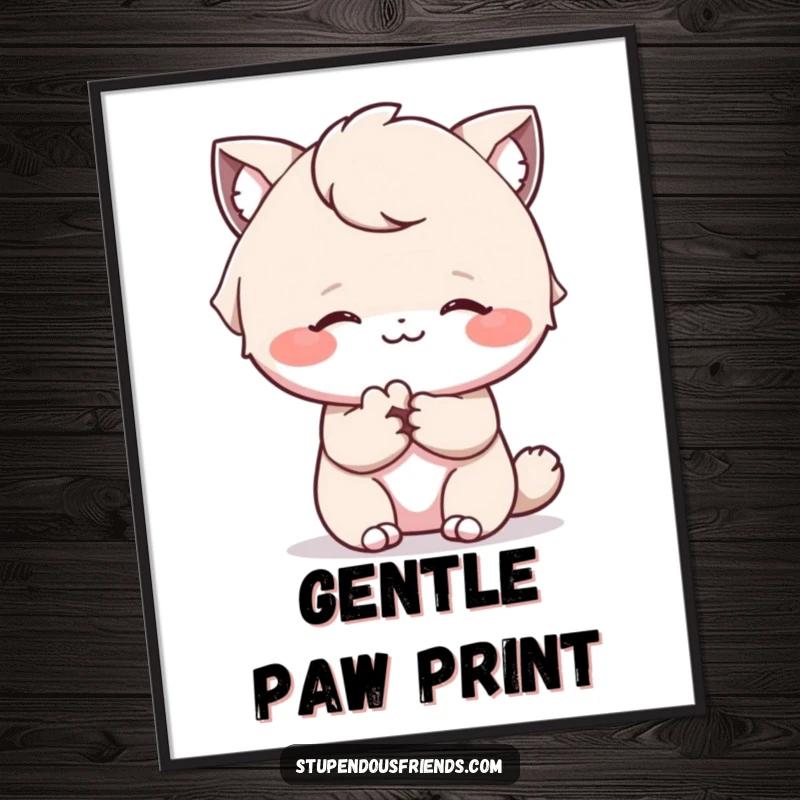 Funny poster capturing a character offering a comforting paw with a gentle smile, radiating warmth and empathy.