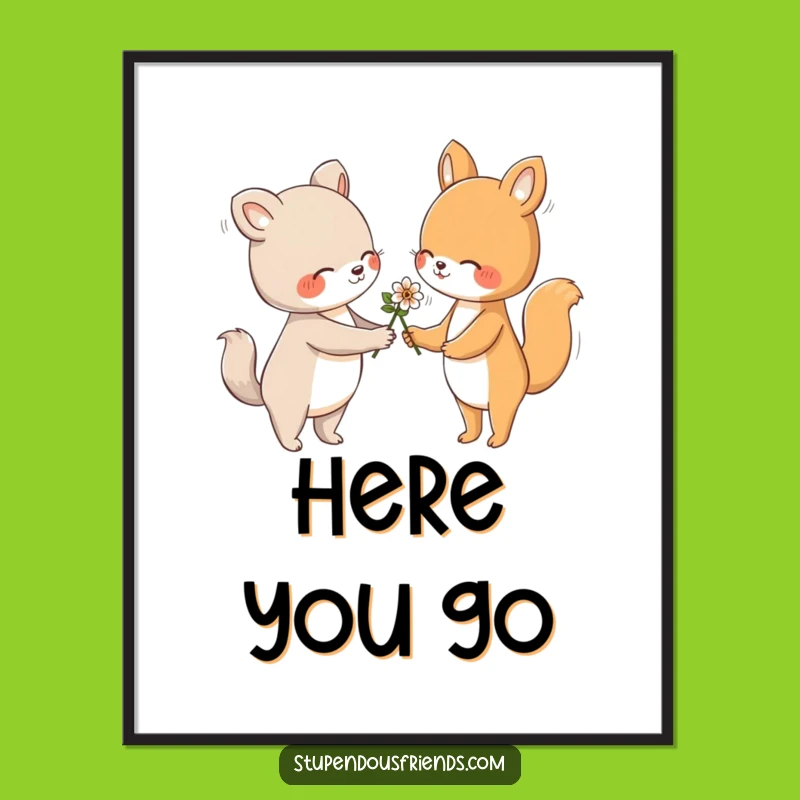 Funny Flower Art Poster: Hilarious & Heartwarming Gestures of Friendship!