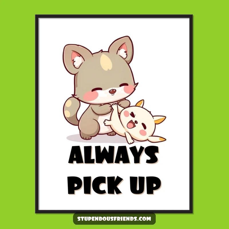 Funny Helping Poster: Celebrate Kindness! Joyful Art Print.