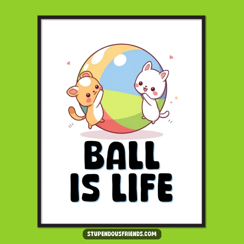 Funny Kawaii Animal Chase Poster: Vibrant and Hilarious Playful Characters Wall Art Gift