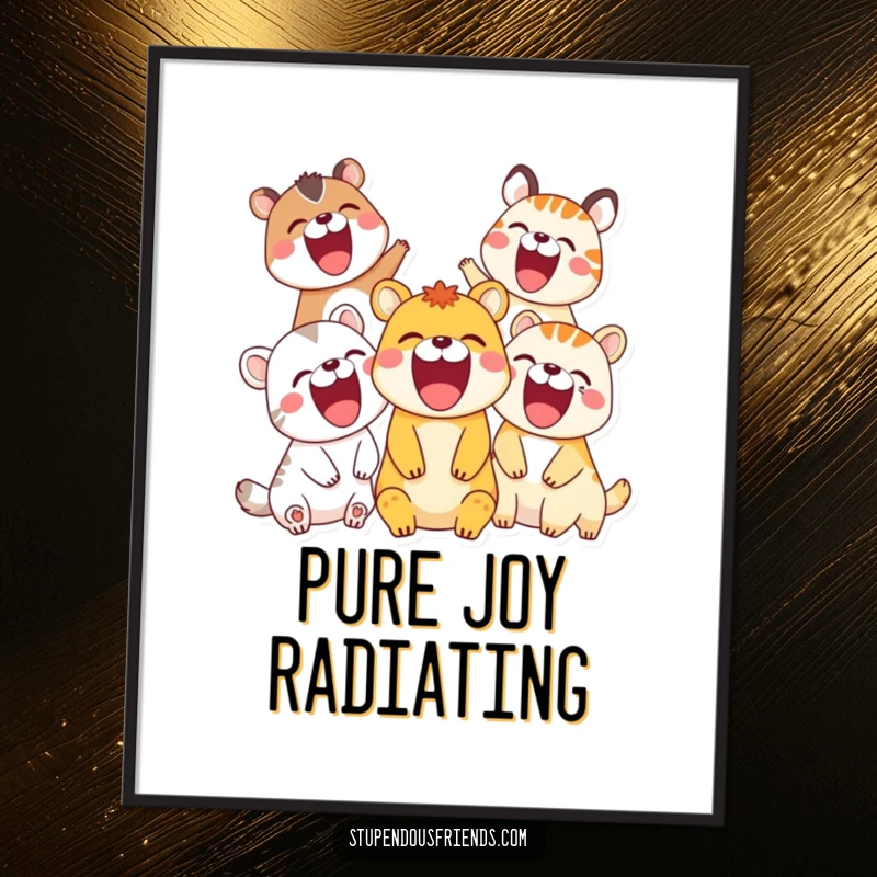 Funny Poster: Animals laughing heartily with wide open mouths, radiating infectious joy and humor, a perfect funny gift.