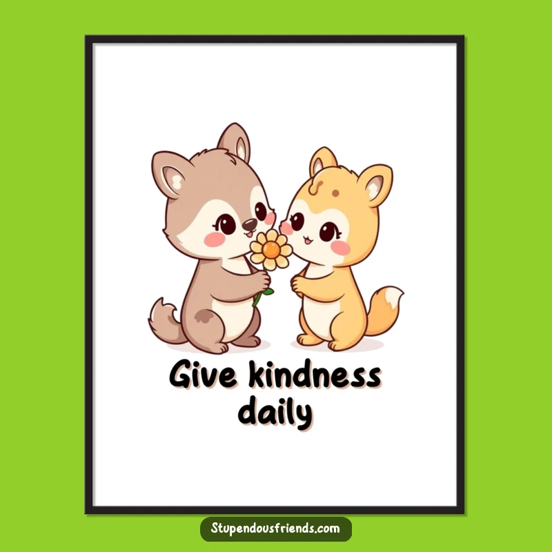 Funny Wall Art: Animal Kindness Gesture, A Warm Piece for Your Space