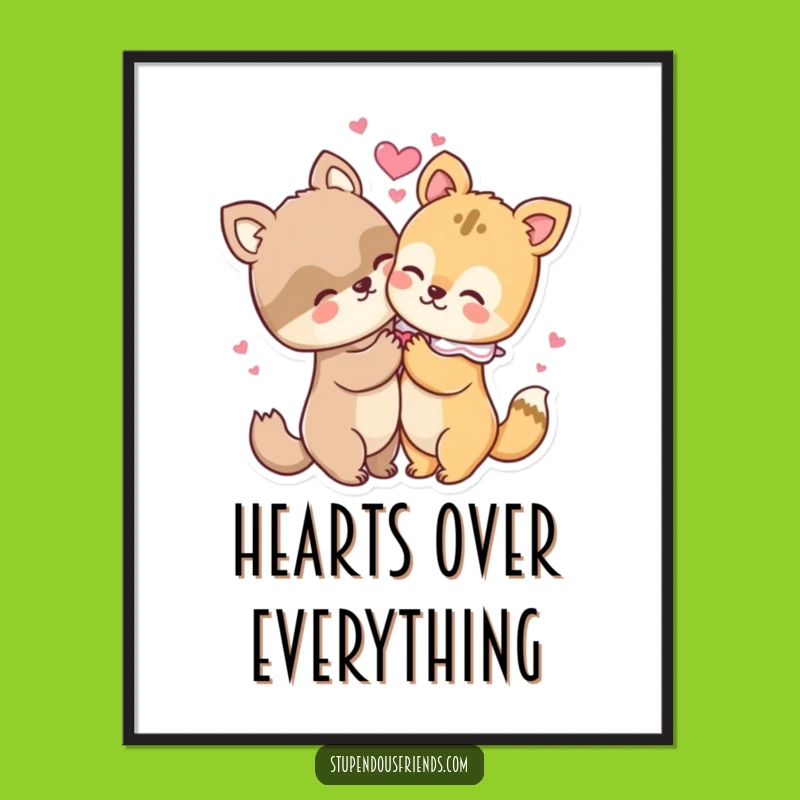 Funny Animal Hug Poster - Wall Art Celebrating Friendship and Love