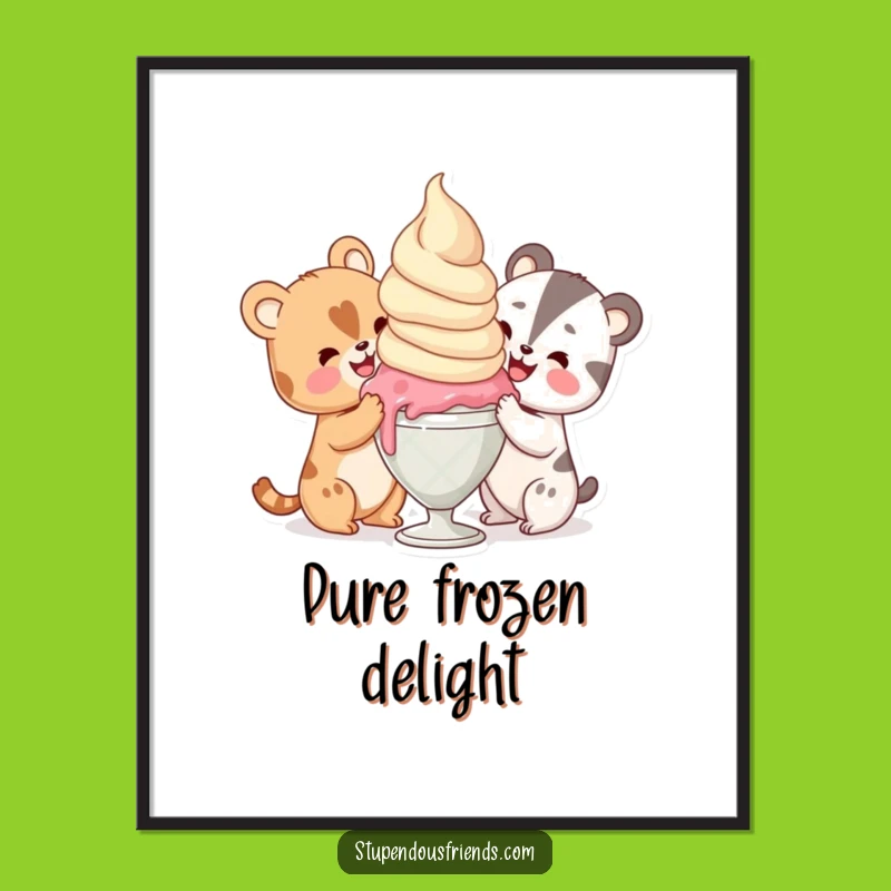 Funny Ice Cream Sharing Poster: Sweet & Hilarious Wall Art for Dessert Lovers Gift