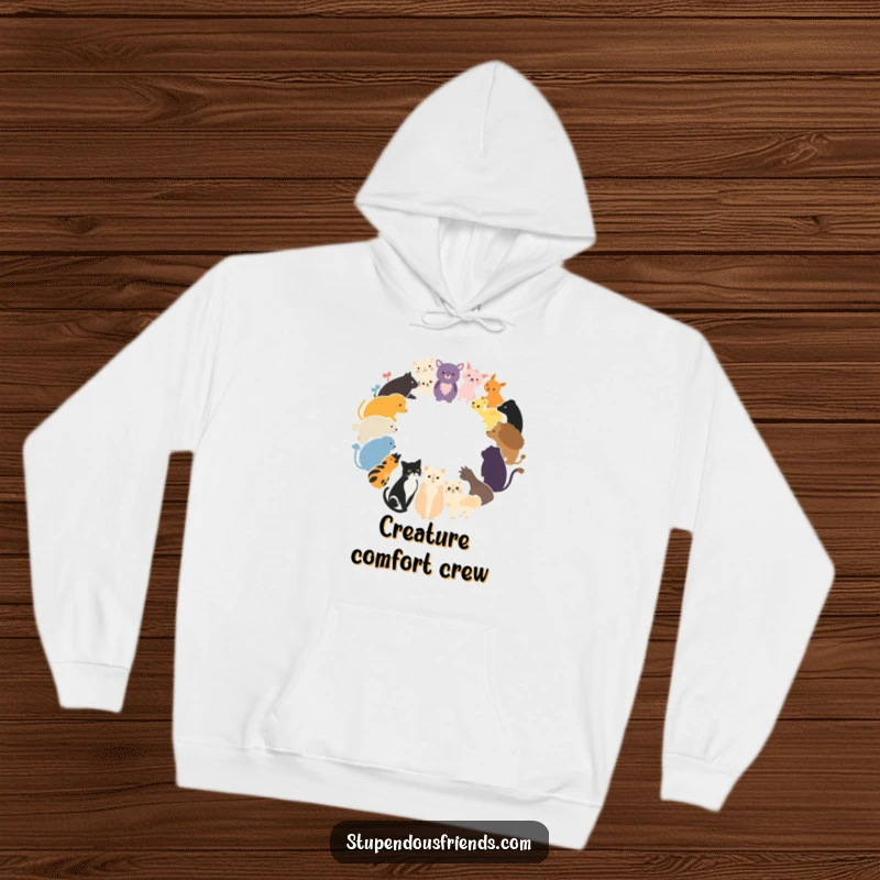 Funny Hoodie displaying a group of animal silhouettes in a circle, symbolizing the harmony of diverse wildlife.