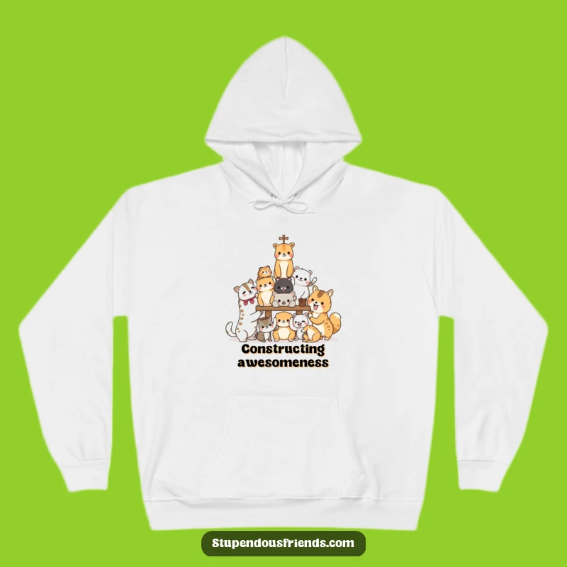 Funny Teamwork Animal Builders Hoodie: Cozy Up to Collaboration