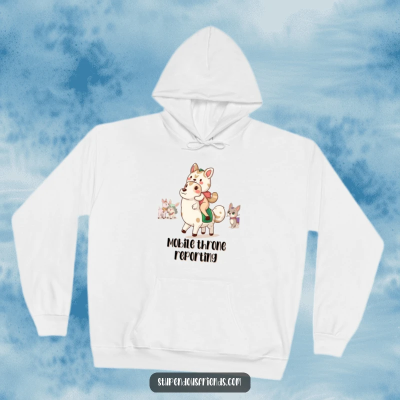 Funny Hoodie: A whimsical animal parade illustration on a cozy hoodie, depicting a funny and heartwarming scene of animal camaraderie.