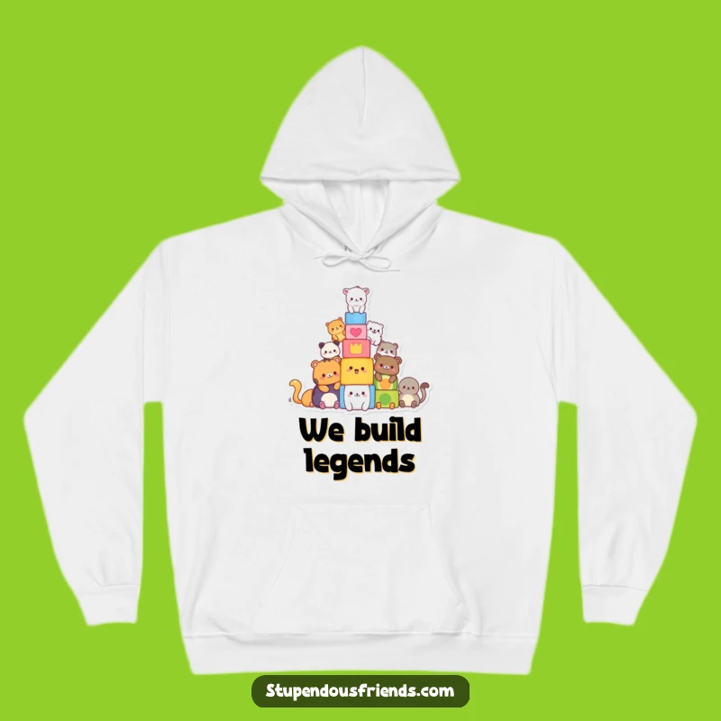 Cozy Funny Animal Block Tower Hoodie - Warm & Hilarious Gift for Animal Lovers