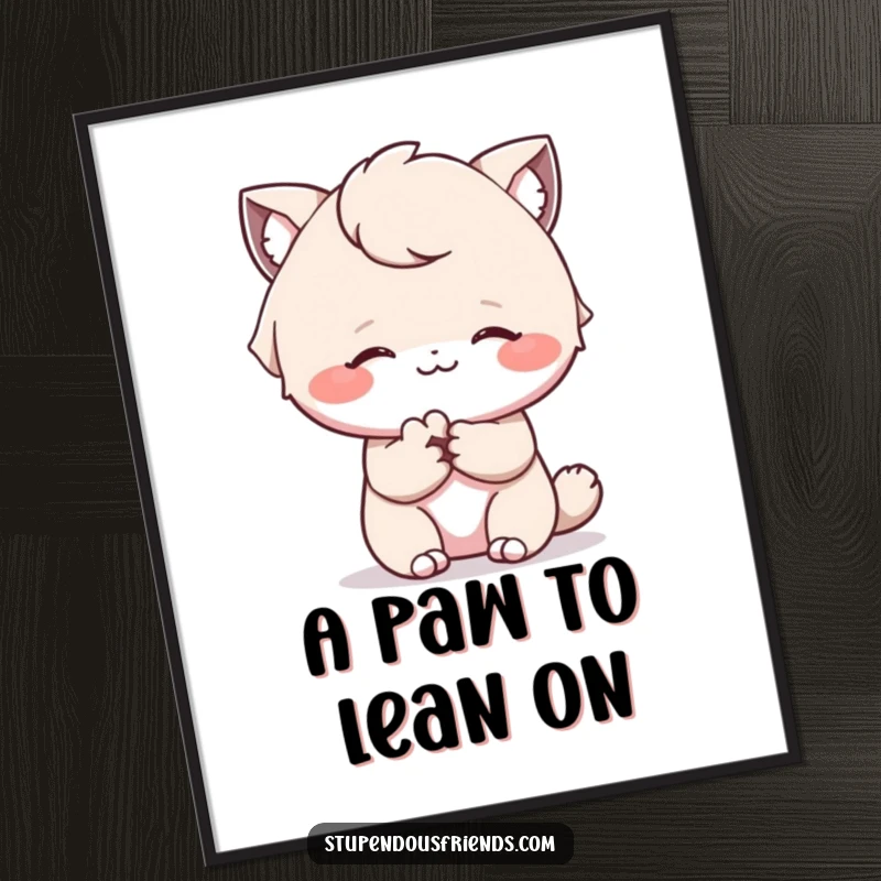 Funny Free Printable Wall Art showing a heartwarming scene of a character offering a comforting paw with a gentle, reassuring smile.