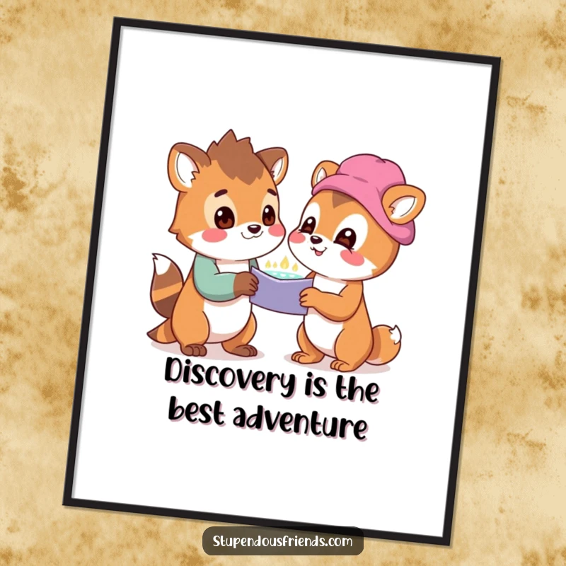 Funny Free Printable Wall Art: Adorable animals gazing with delight at a wondrous shared discovery, bringing downloadable wonder to your walls.