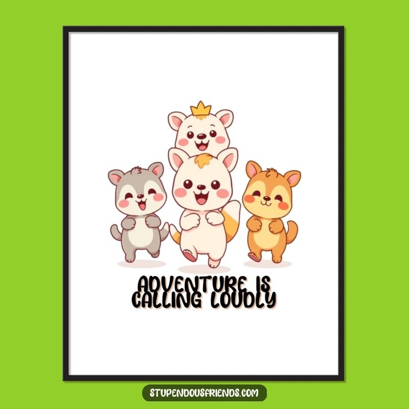 Fun Free Printable Wall Art: Kawaii Adventure Leader, Whimsical Downloadable Decor