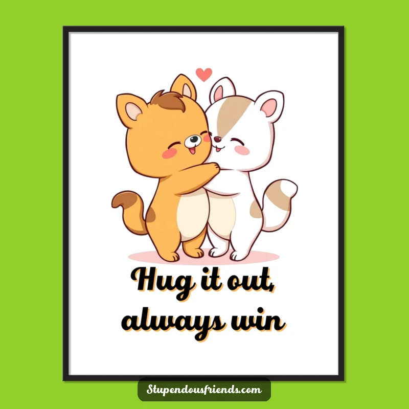 Funny Free Printable Wall Art: Animal Hugs, Cozy Downloadable Decor