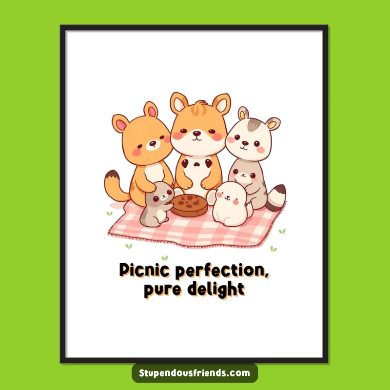 Funny Free Printable Wall Art: Animal Picnic Scene, Charming Downloadable Decor