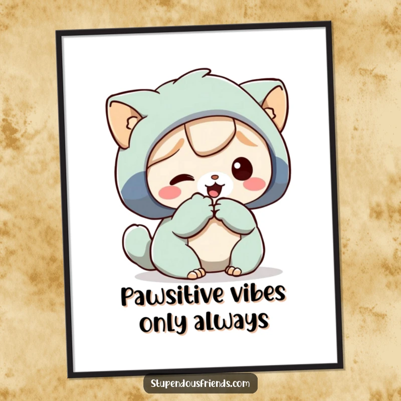 Funny Free Printable Wall Art: A character extends a paw to help another, symbolizing friendship and support with humor.