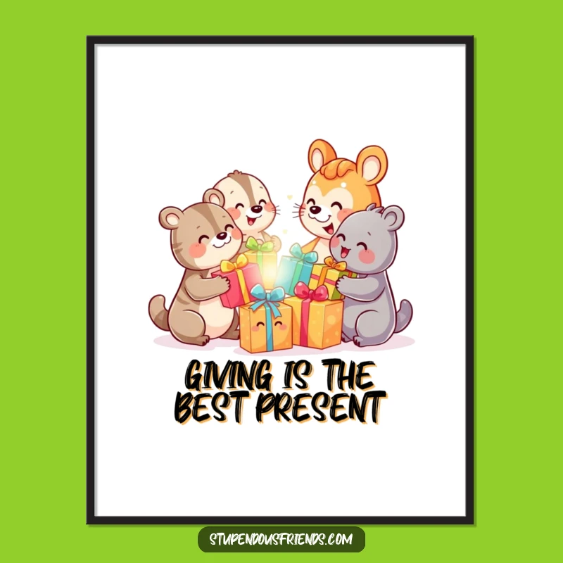 Free Printable Wall Art: Funny Gift-Giving Animals, Cheerful Decor, Downloadable Art