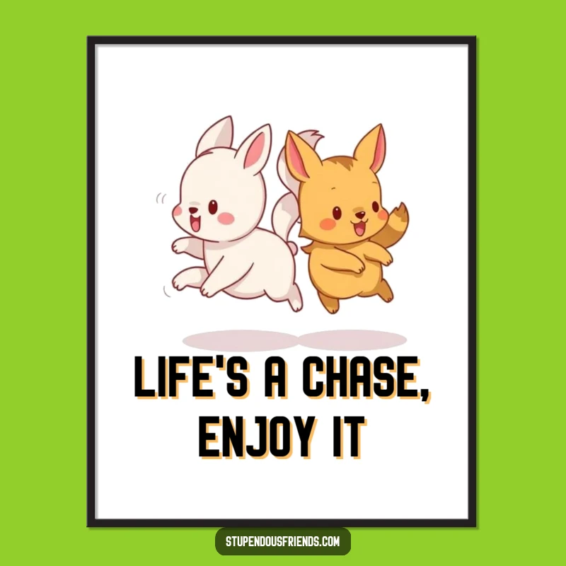 Funny Free Printable Wall Art: Playful Animals with Intertwined Tails, Downloadable Decor