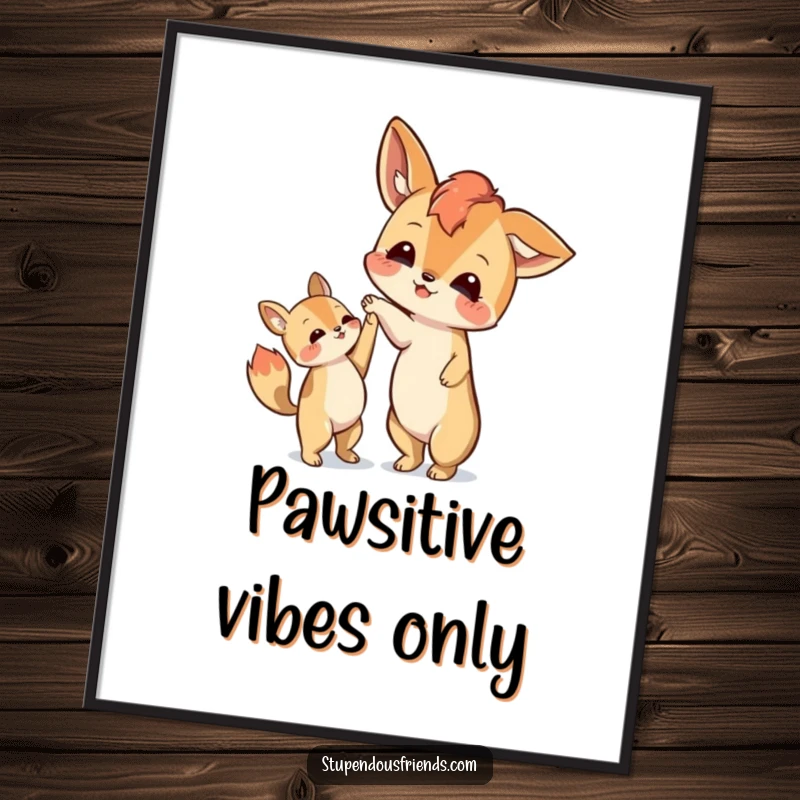 Funny Free Printable Wall Art: An animal character extends a paw to help another, illustrating friendship and support.