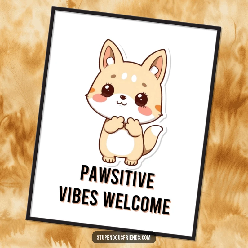 Funny Free Printable Wall Art: A friendly cartoon animal shows a welcoming paw, inviting viewers into a warm and cheerful space.