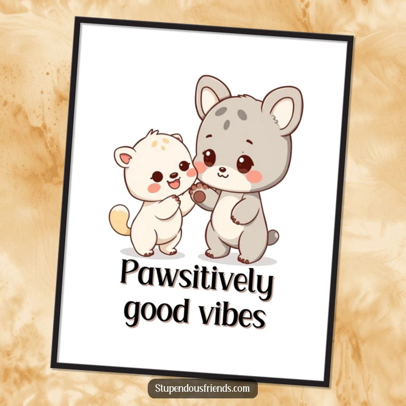 Funny Free Printable Wall Art: An animal character's friendly paw reaching out, symbolizing connection, kindness, and warmth.