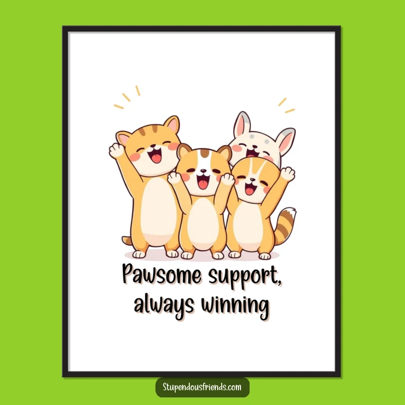 Funny Free Printable Wall Art: Cheering Animal Friends - Downloadable Decor!