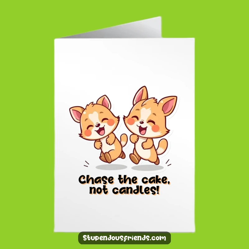 Free Printable Birthday Card: Playful Animals Chase Fun Birthday Wishes