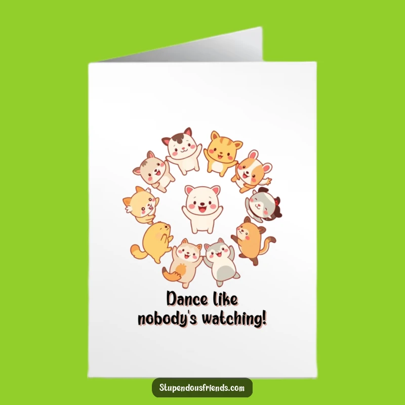 Free Printable Birthday Card: Dancing Animals Funny Downloadable Gift for Joyful Celebrations
