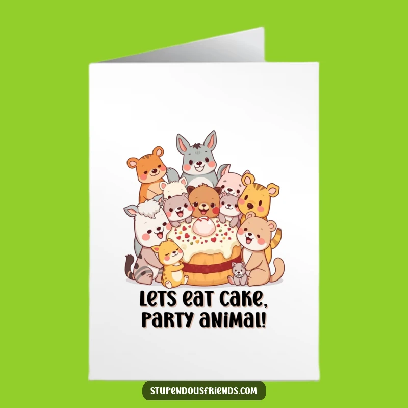 Free Printable Birthday Card: Animal Feast, Fun Downloadable Gift for a Shared Celebration Treat