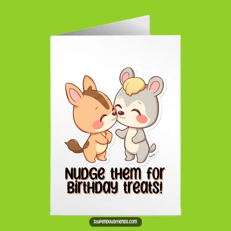 Free Printable Birthday Card: Animal Nudge - Playful Birthday Wishes