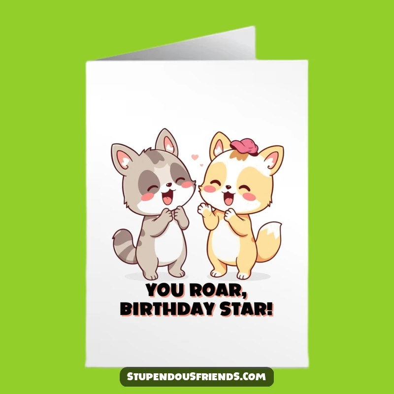 Free Printable Birthday Card: Cheering Animal Buddy, Downloadable Fun Gift