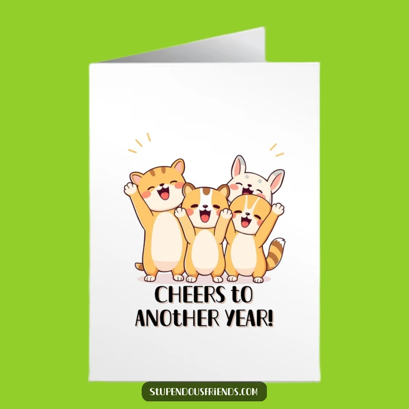 Free Printable Birthday Card: Cheering Animal Pals - Funny DIY Downloadable Gift!