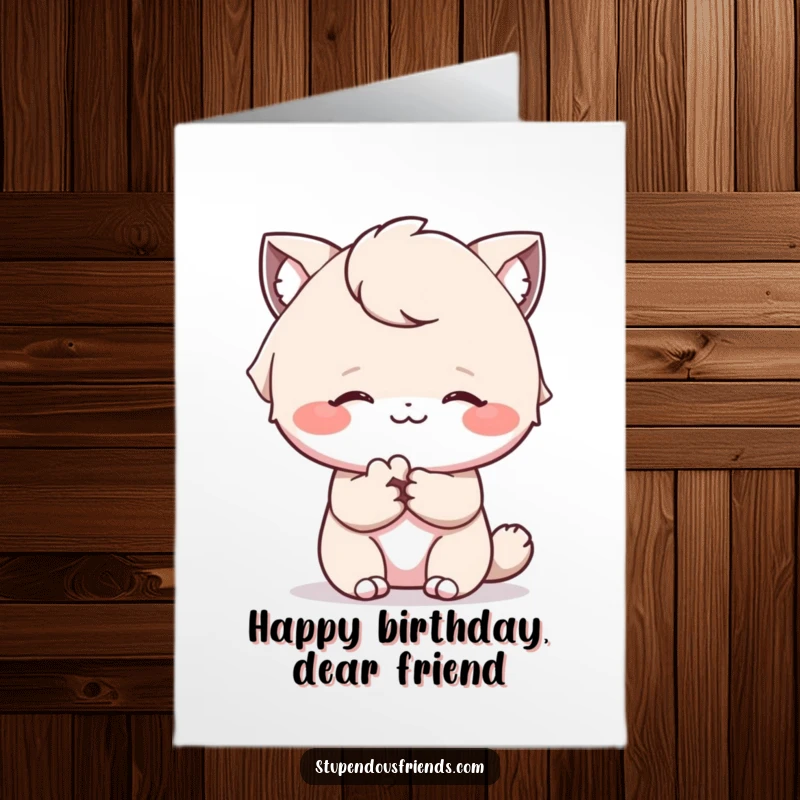 Funny Free Printable Birthday Card shows one animal offering a comforting paw with a gentle smile to another, spreading warmth.