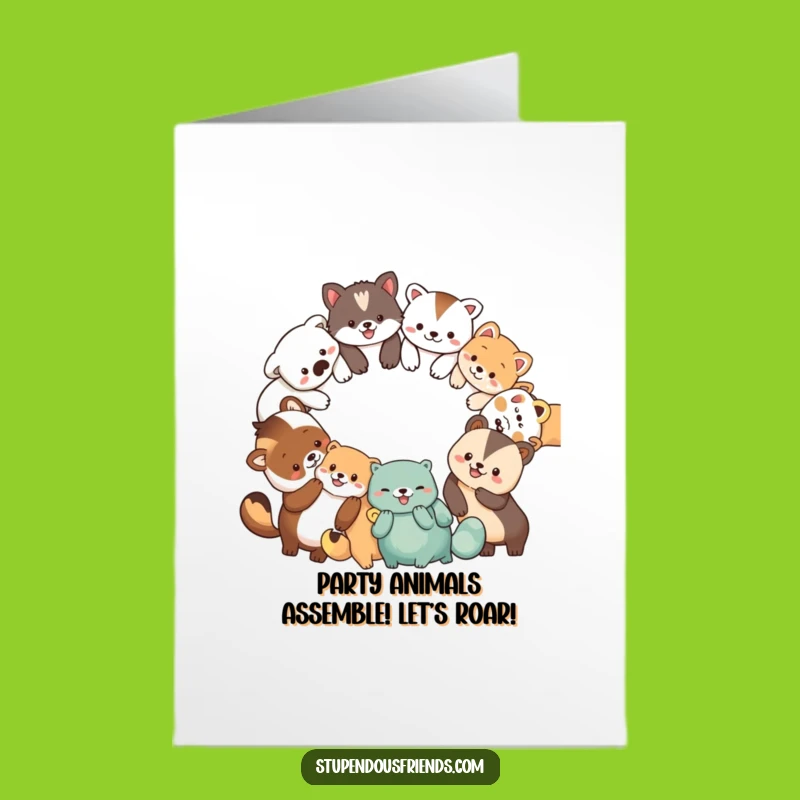 Free Printable Birthday Card: Funny Animal Circle, Perfect Downloadable Group Gift