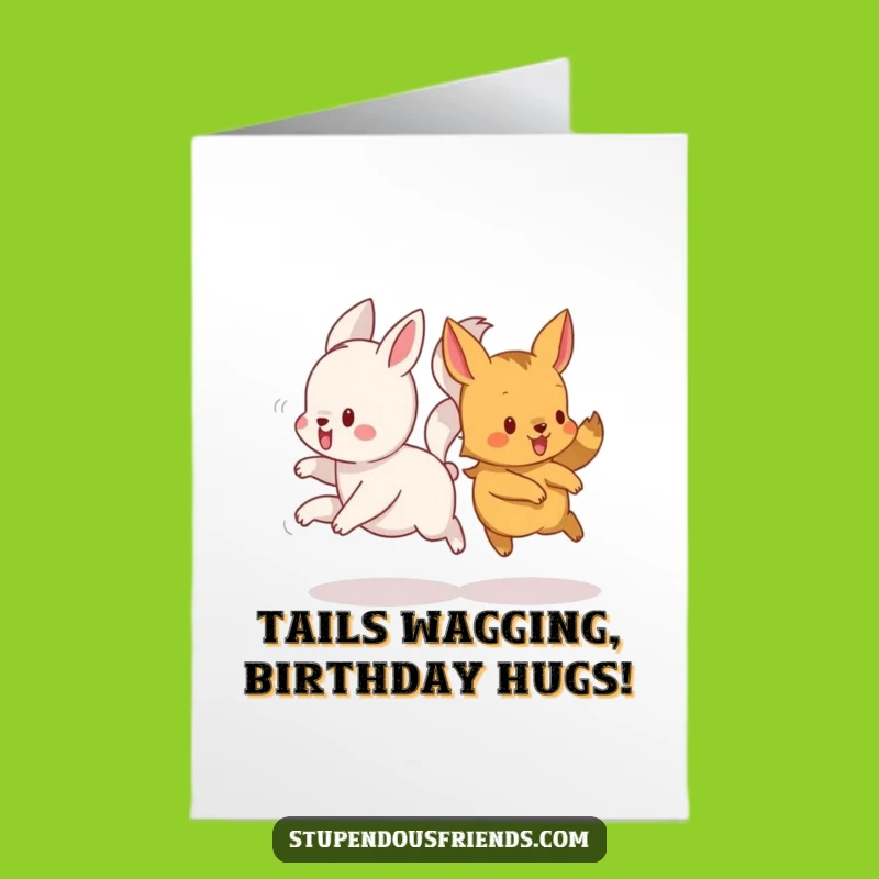 Free Printable Birthday Card: Funny Animal Tails Card for a Joyful Celebration
