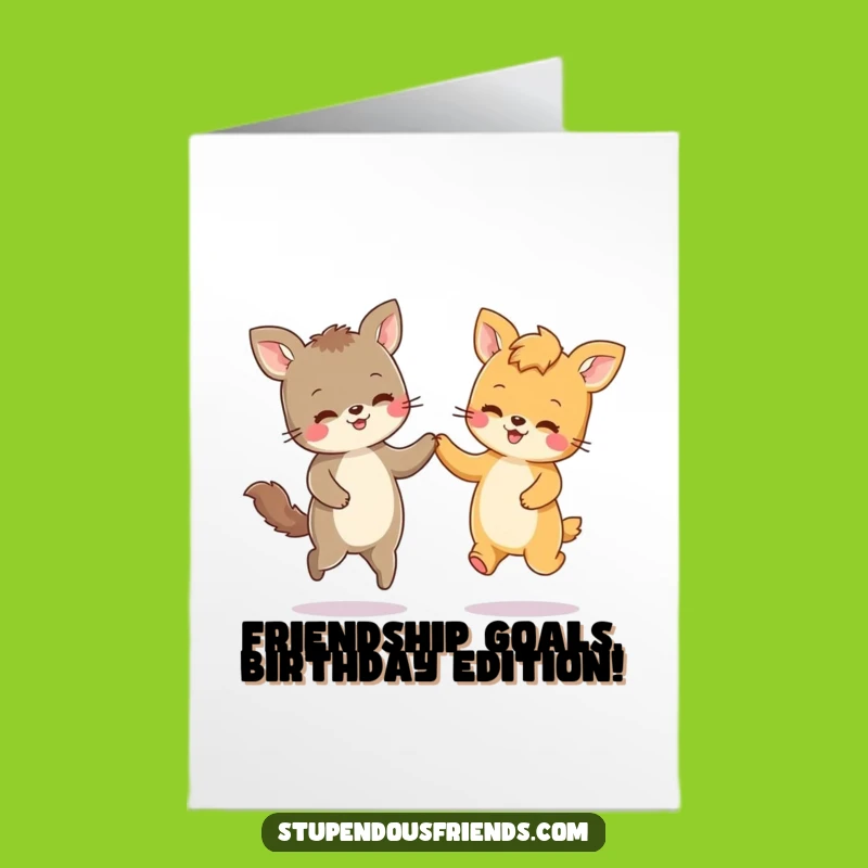 Free Printable Birthday Card: Funny Skipping Animals, Joyful Duo, Downloadable Gift