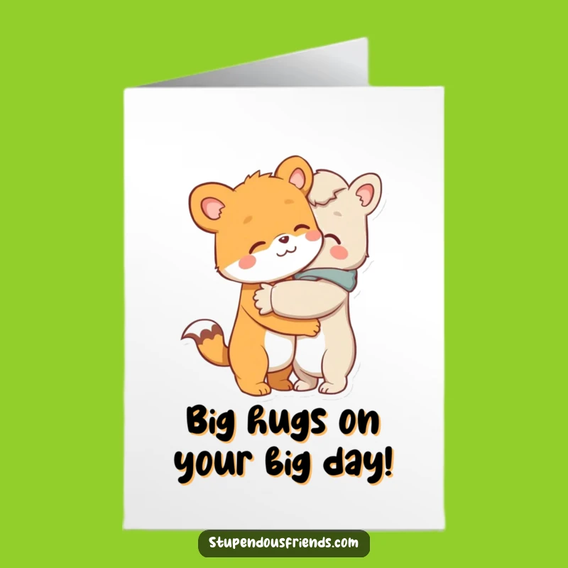 Free Printable Birthday Card: Hugging Animals, Cozy Downloadable Gift Full of Love