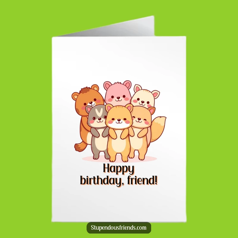 Free Printable Birthday Card: Joyful Animal Chain for a Happy Celebration