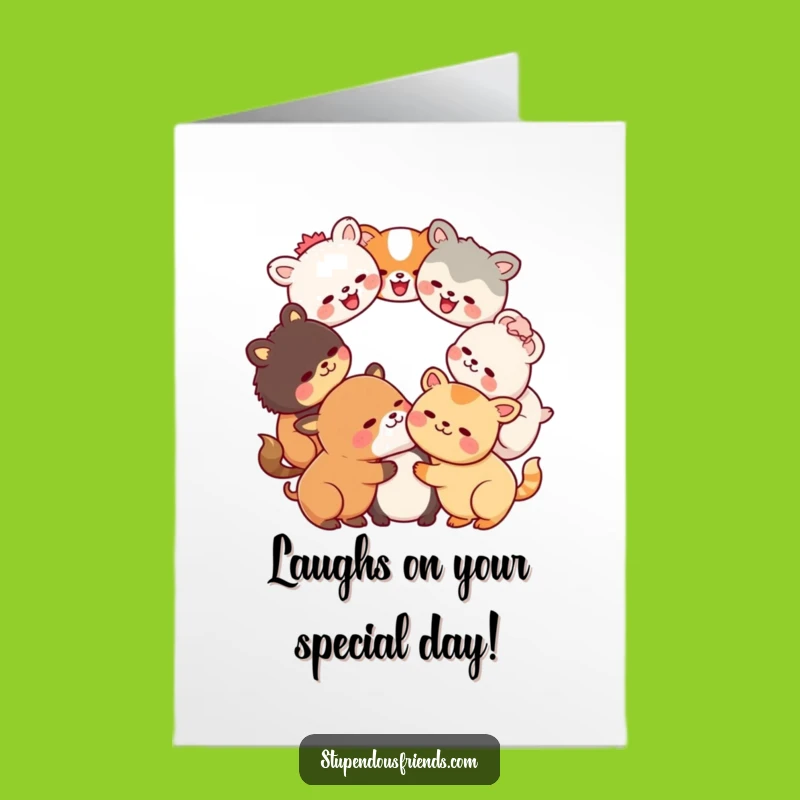 Funny Free Printable Birthday Card: Laughing Kawaii Animals, Joyful Downloadable Celebration