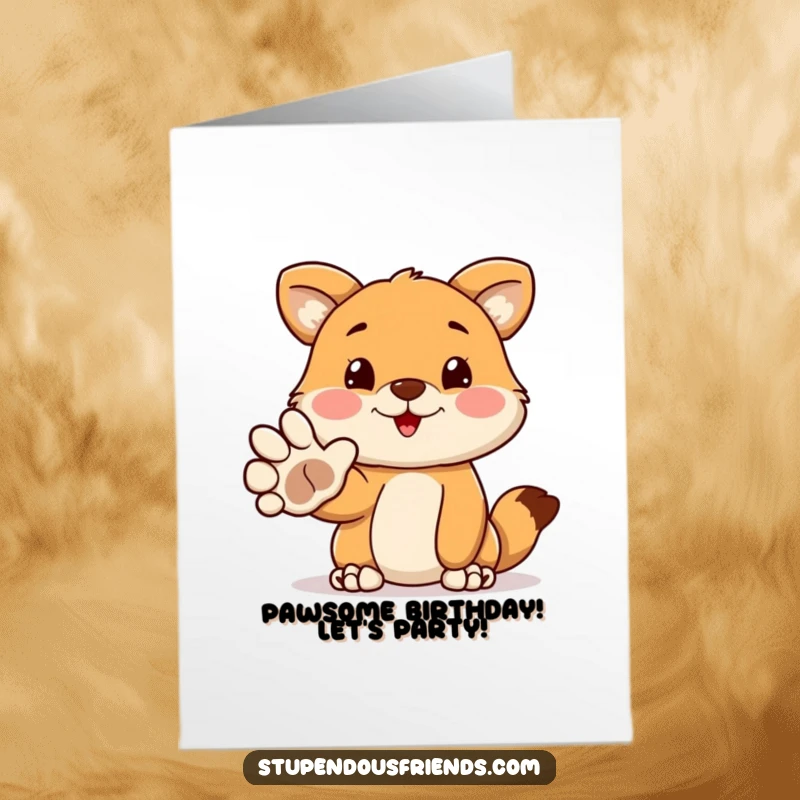 Funny Free Printable Birthday Card featuring a cute animal paw reaching out in a friendly, welcoming gesture, perfect for a DIY gift.