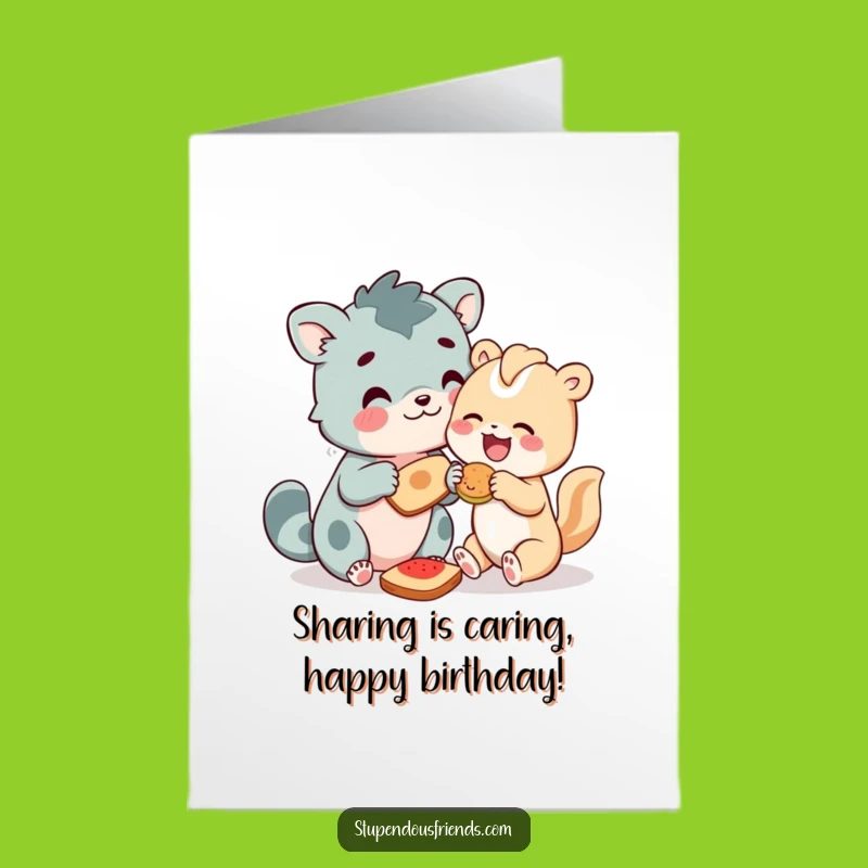Free Printable Birthday Card: Funny Sharing Animals, Generous LOL Downloadable Gift