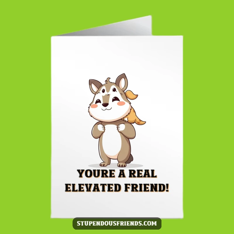 Free Printable Birthday Card: Funny animal giving a boost - Celebrate big!