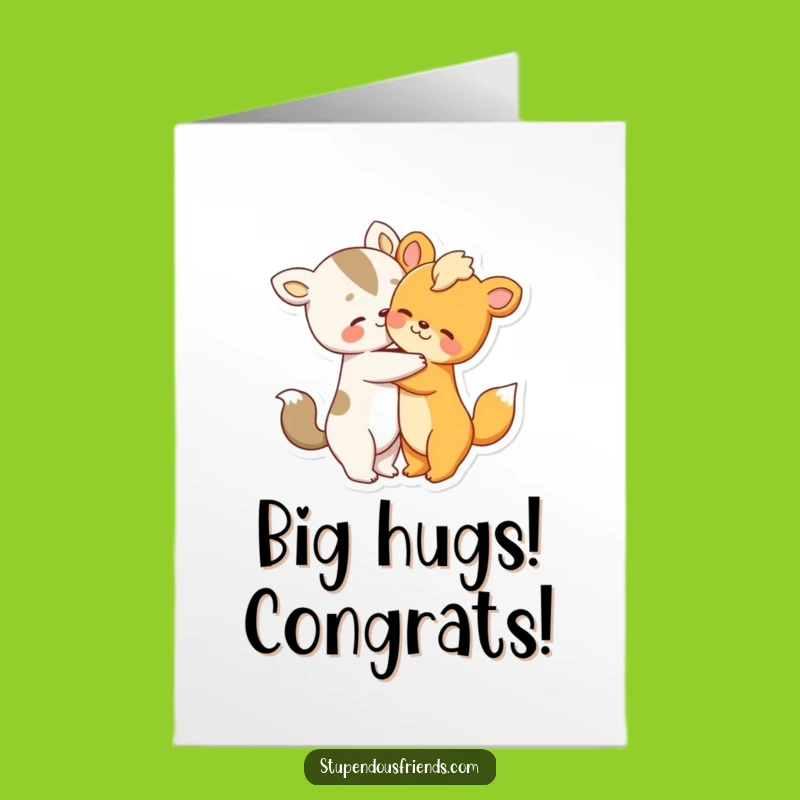 Free Printable Congrats Card: Animal Hug Downloadable Celebration Art