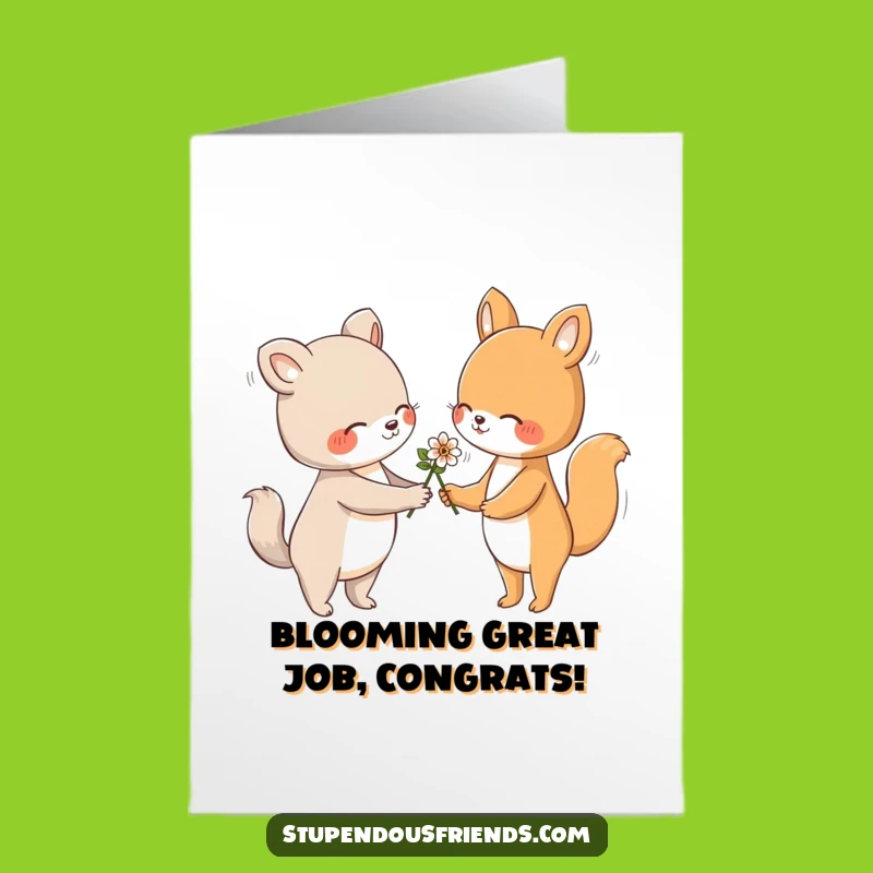 Free Printable Congrats Card: Flower Gift, Friendly Animals, Downloadable Celebration