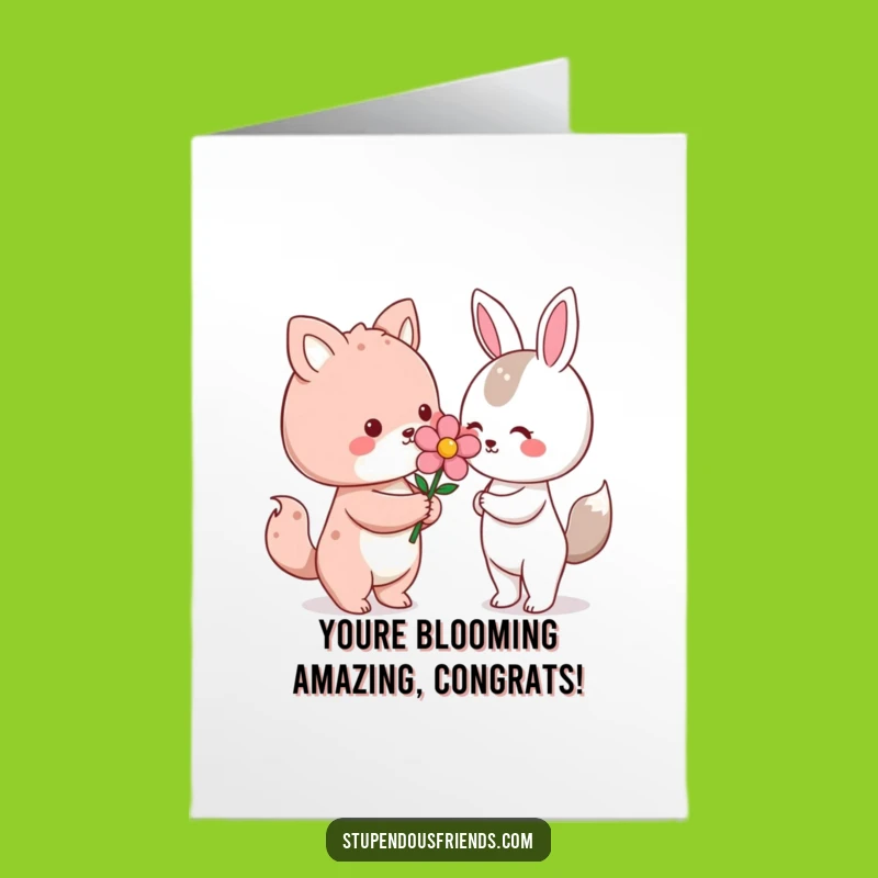 Charming Free Printable Congrats Card: Kawaii Flower Gifting, Joyful Downloadable Message