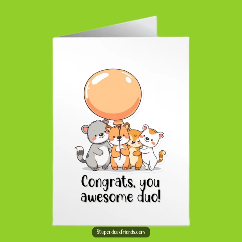 Free Printable Congrats Card: Animal Balloon Fun - Funny Joyful Celebration!