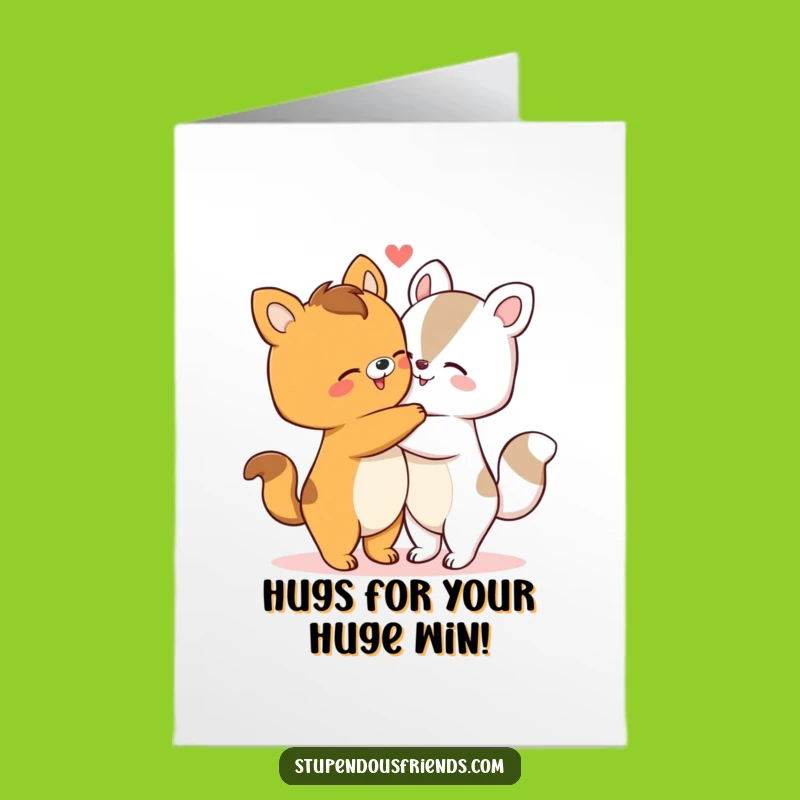 Free Printable Congrats Card: Animals Hugging, Heartwarming Downloadable Gift