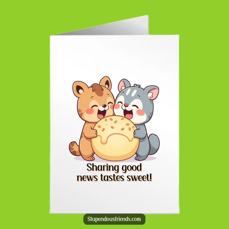 Free Printable Congrats Card: Animals Sharing Treat - Celebrate Together