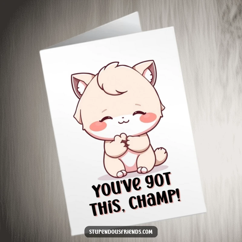 Funny Free Printable Congratulations Card features a character offering a comforting paw with a warm smile, celebrating achievements.