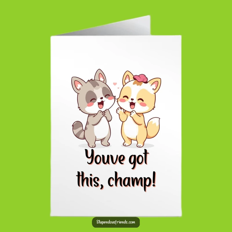Free Printable Congrats Card: Enthusiastic Cheering Animal, Downloadable Success Gift
