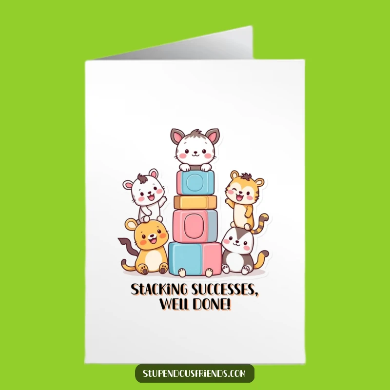 Free Printable Congrats Card: Funny Animal Block Tower - DIY Downloadable Celebration!