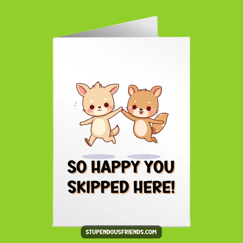 Free Printable Congrats Card Funny: Two Animals Skipping Joyfully Downloadable Gift
